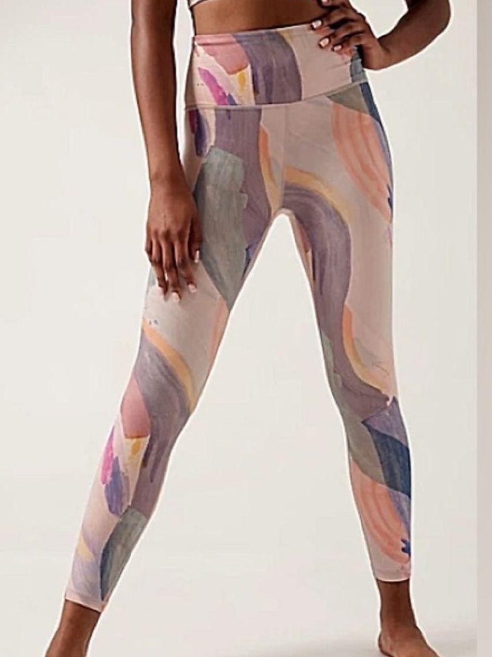 Athleta 7/8 High-Rise Abstract Print Leggings - Pink Multi XL
